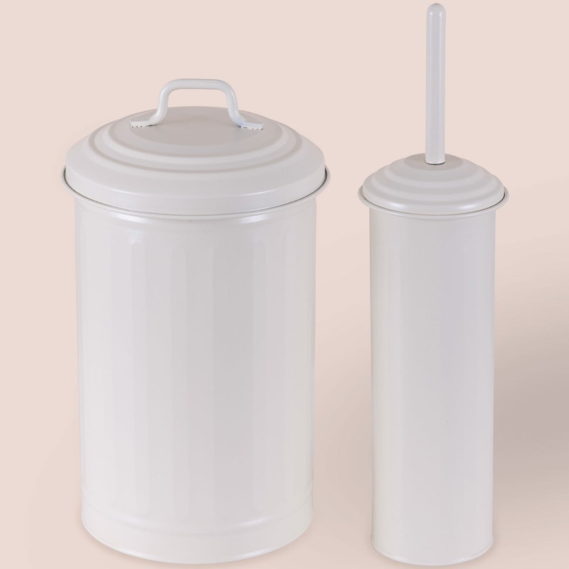 The Mia Çöp Kovası & Tuvalet Fırçası Seti Krem