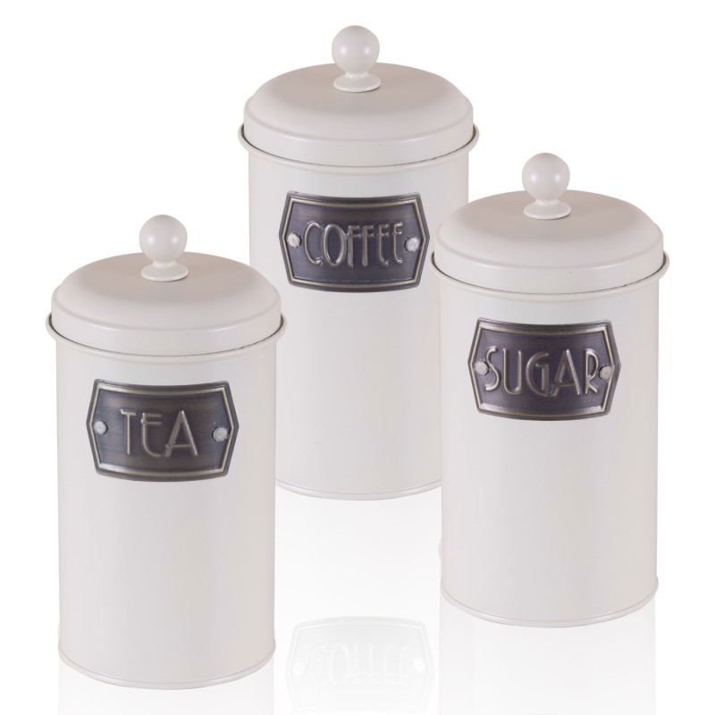 The Mia Çay Şeker Kahve Kavanozu 1.2 lt 3 Lü - Krem