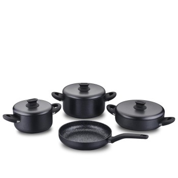 Korkmaz Lina Plus A2888 Siyah 7 Parça Granit Tencere Seti