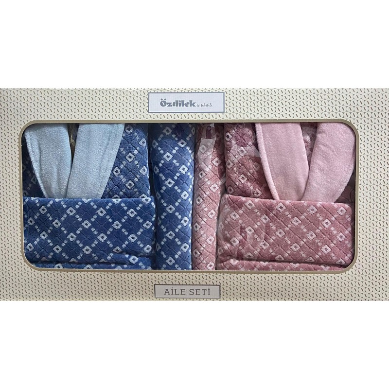 Özdilek Diamond Soft Aile Bornoz Seti Lacivert Mürdüm