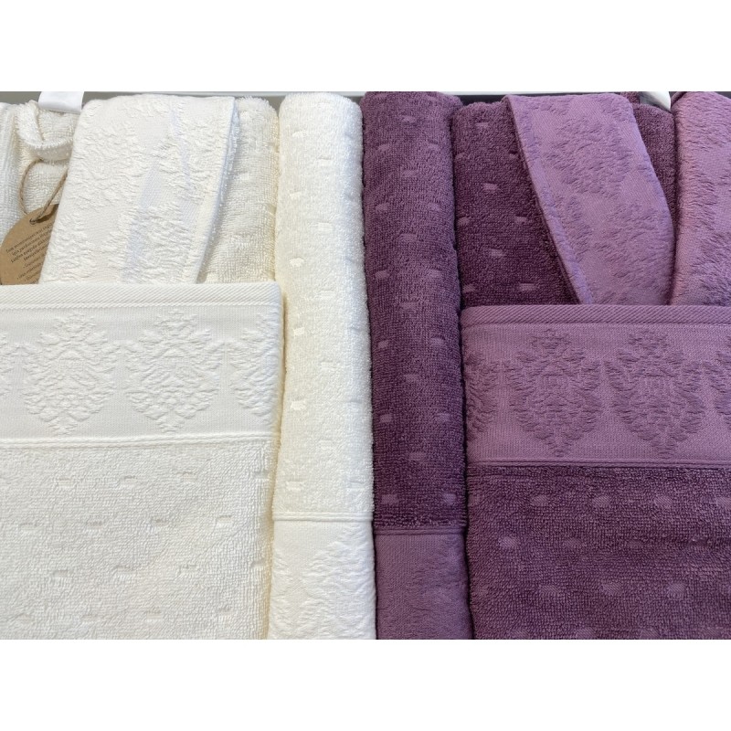 Özdilek Heritage Mürdüm Krem Aile Bornoz Takımı