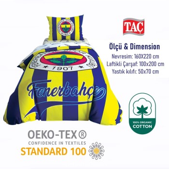 Taç Fenerbahçe Çubuklu Lisanslı Tek Kişilik Nevresim Takımı Taç Fenerbahçe Çubuklu Lisanslı Tek Kişilik Nevresim Takımı
