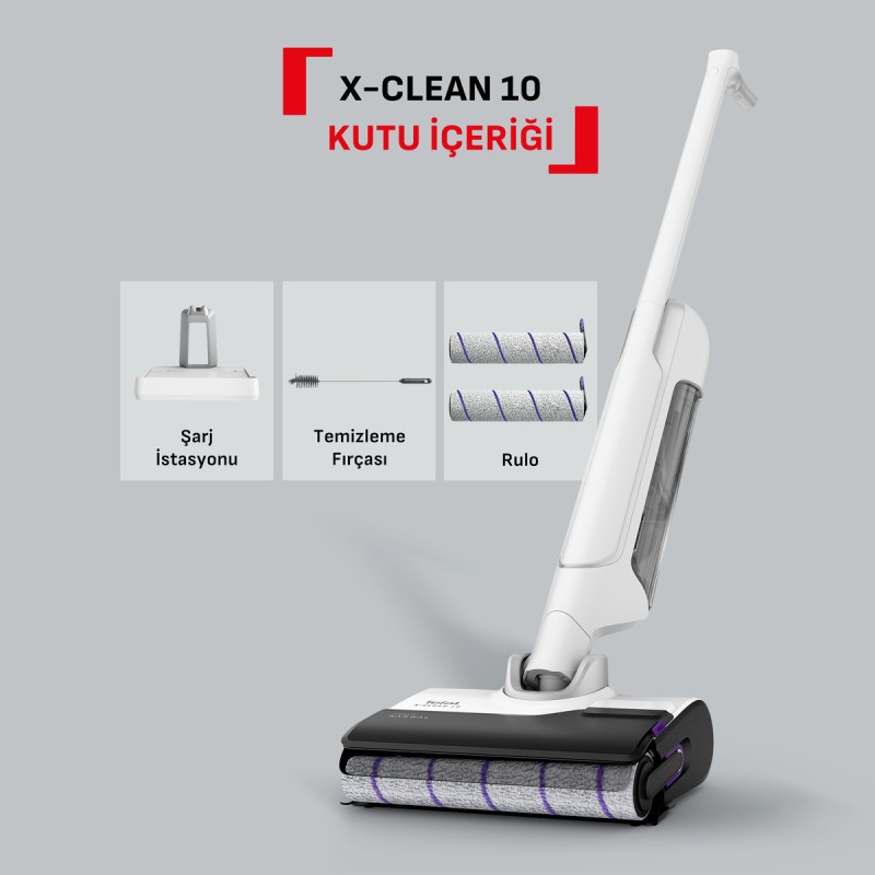 Tefal X-Clean 10 Islak Sert Zemin Temizleyici Kendini Temizleyen & Kurutan Dikey Süpürge Tefal X-Clean 10 Islak Sert Zemin Temizleyici Kendini Temizleyen & Kurutan Dikey Süpürge