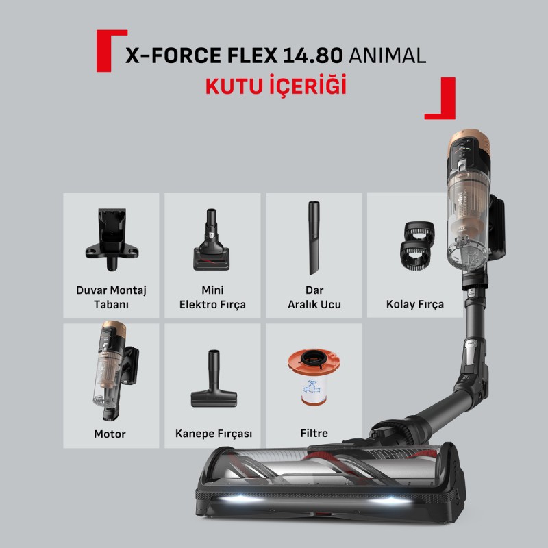 Tefal X-Force Flex 14.80 Animal Care TY9B74WO Şarjlı Dikey Süpürge Tefal X-Force Flex 14.80 Animal Care TY9B74WO Şarjlı Dikey Süpürge